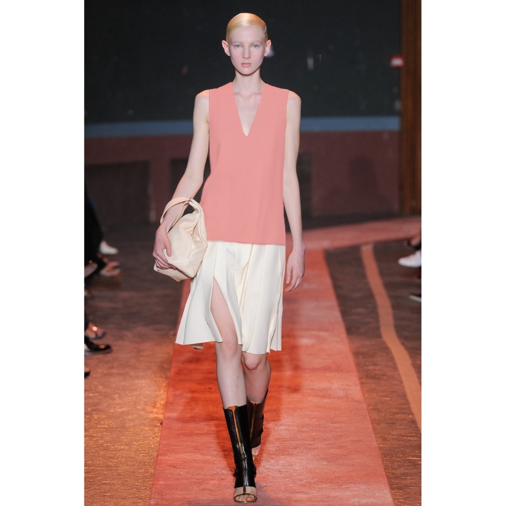 Cedric Charlier cosmetic pink v-neck silk tunic top